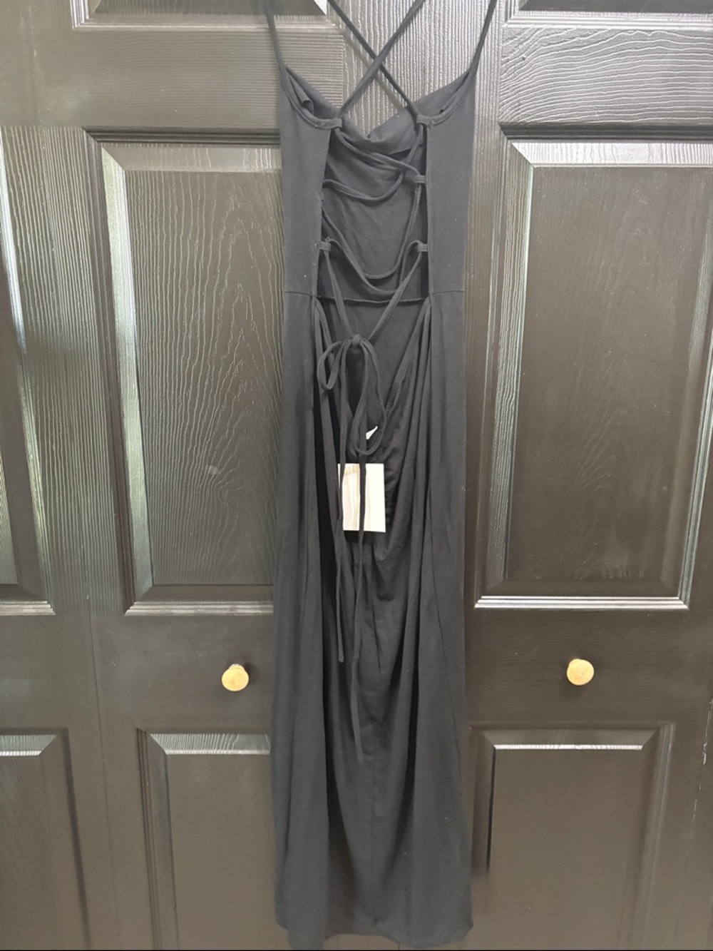 Black Lace-Up Back Maxi Dress